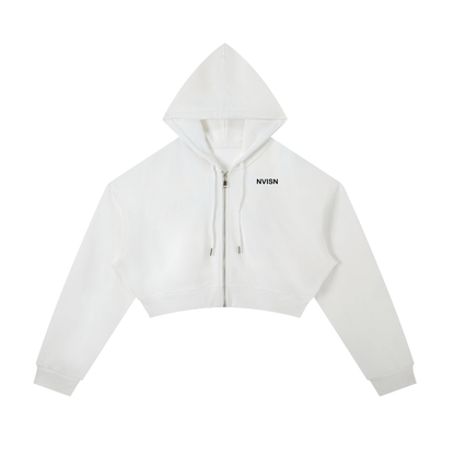 Essential NVISN Cropped Zip-Up Hoodie Light Colors