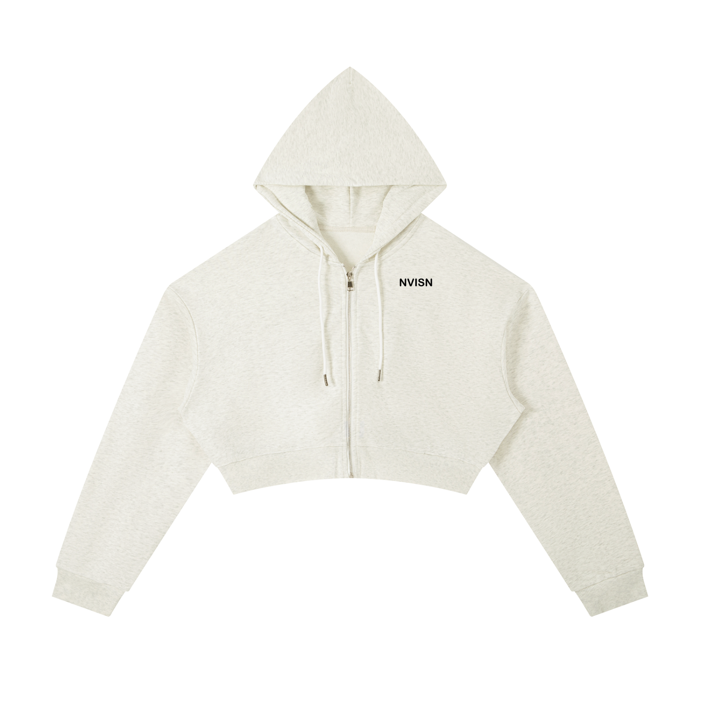 Essential NVISN Cropped Zip-Up Hoodie Light Colors
