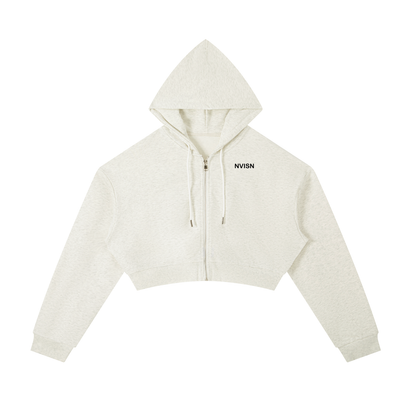 Essential NVISN Cropped Zip-Up Hoodie Light Colors