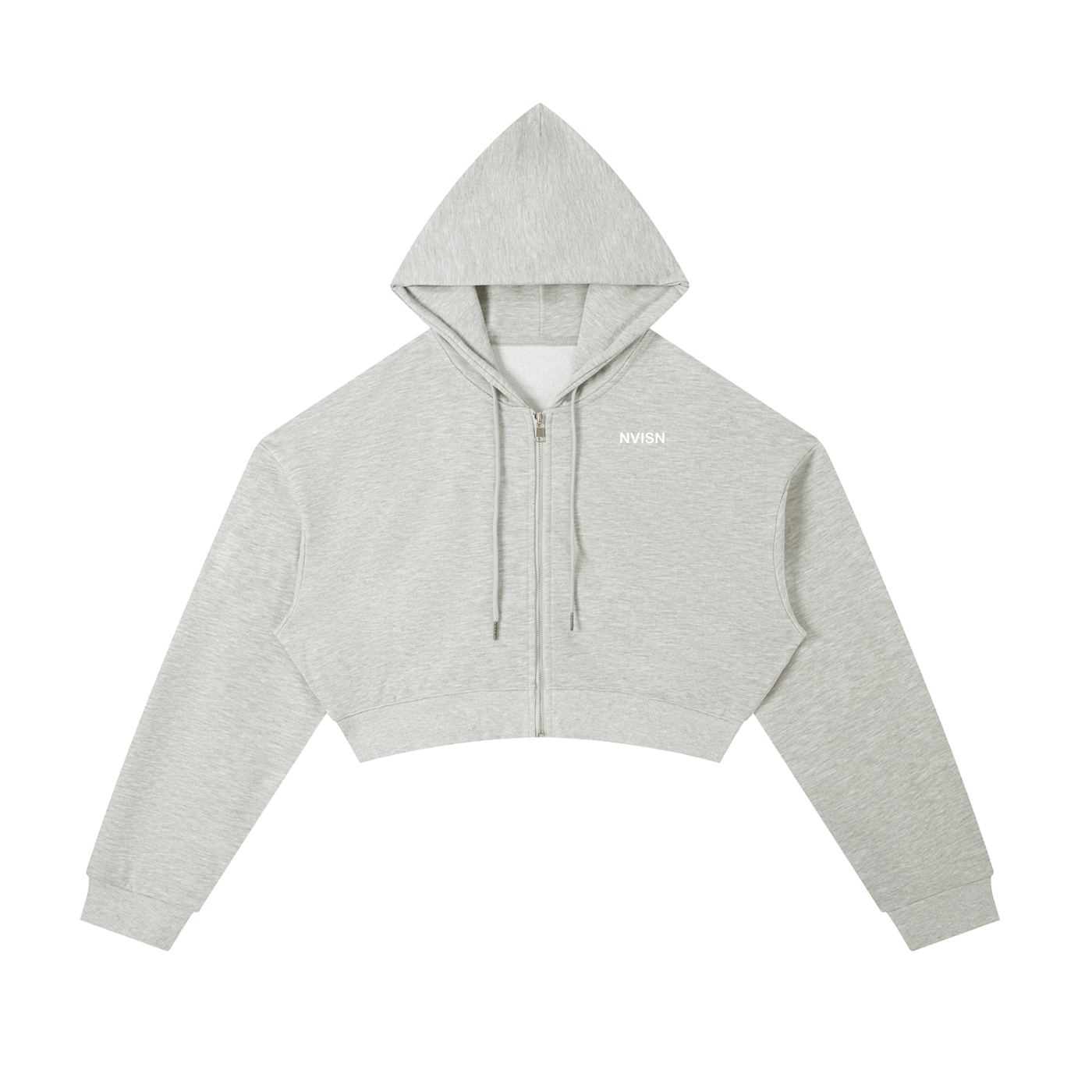 Essential NVISN Cropped Zip-Up Hoodie Dark Colors