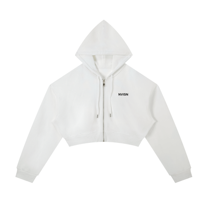 Essential Cropped Zip-Up Hoodie Light Colors