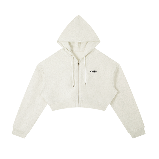 Essential Cropped Zip-Up Hoodie Light Colors